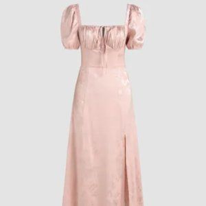Cider Blush Pink Satin Floral Midi Dress NWT Medium
